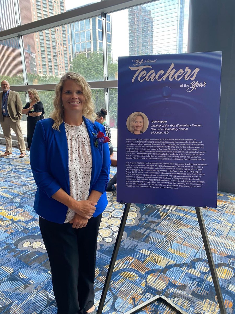 DickinsonISD's tweet photo. Congrats to our 22-23 DISD teachers of the year Delores Hopper from San Leon Elementary and Justin Faith from Kranz JH ! Both were named finalists for the Region 4 Teacher of the Year and were recognized at the Teacher of the Year Luncheon. Way to go! https://t.co/p4tOD7vuEG