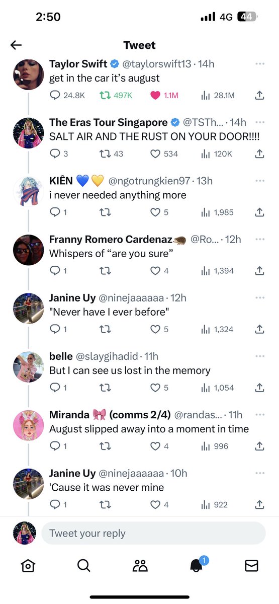 TSTheErasTourSG's tweet photo. YALL ARE THE BEST 🤣 I didn’t notice it was being continued until now 🫶🏼 https://t.co/dZ3CtCnOuh