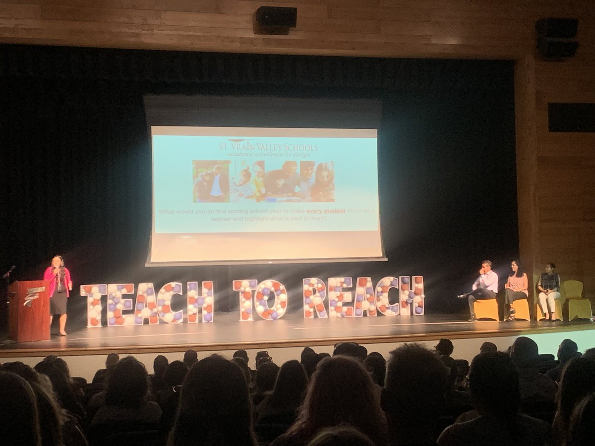melissa_lettis's tweet image. Great morning learning ways to support excellence for all students at the #TeachToREACH conference. "What will you do this school year to make sure every student thrives?" Thank you at @StVrainOPD and @SVPriorityPrgms for organizing such a wonderful opportunity!  @stvrainstorm