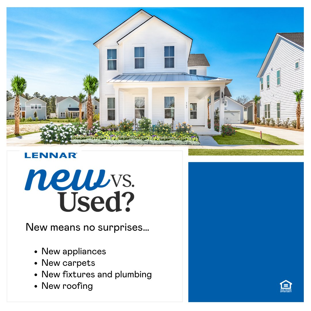 LennarCHAS's tweet photo. Why buy NEW? Modern floorplans with great use of space, updated and clean flooring, easy-going paint colors, sparkling new appliances and all the bells and whistles of energy efficiency, are just a very few of the reasons to buy NEW!! 843-514-8295🌟 https://t.co/KQRchG8Lsk