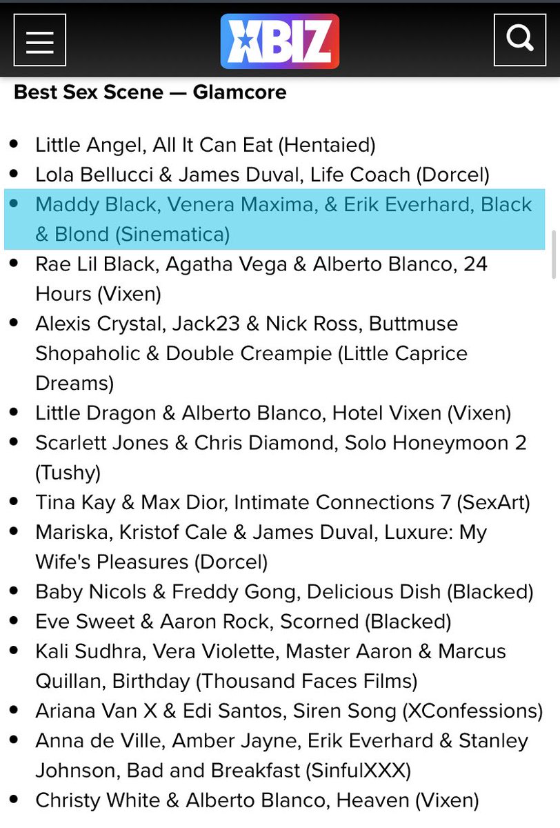 SinematicaBrand's tweet photo. 🙏🏻 @XBIZ Europa Noms 🆙 🙏🏻

_Best Sex Scene - Glamcore
[ Black &amp; Blond ]
@maddyblack_1 | @VeneraMaxima69 | 
@ERIK_EVERHARD 

_Best Sex Scene - Gonzo
[ Life’s A Bitch ]
@AnnadeVilleXXX | @star_billie | @ianscottx 

_Paysite Of The Year
[ https://t.co/h5mwDAW3OF ]

Congrats All👏 https://t.co/kZgi26htwP