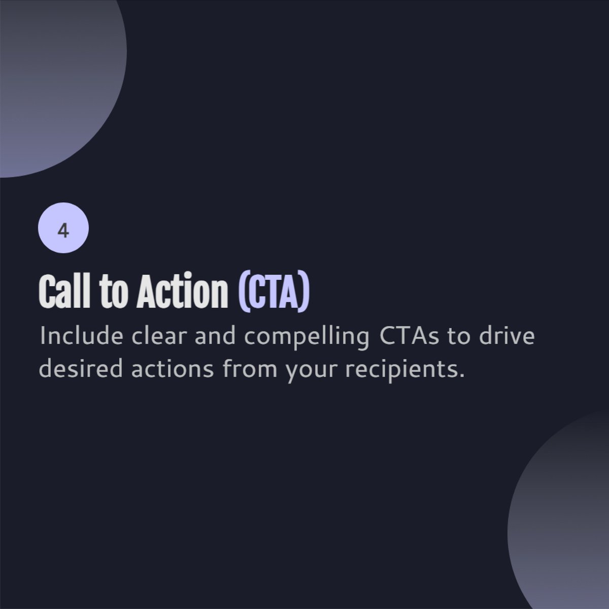 SophieClark110's tweet image. 🎯 𝐂𝐚𝐥𝐥 𝐭𝐨 𝐀𝐜𝐭𝐢𝐨𝐧 (𝐂𝐓𝐀)

Include clear and compelling CTAs to drive desired actions from your recipients.

#DataDriven #TargetedMessaging