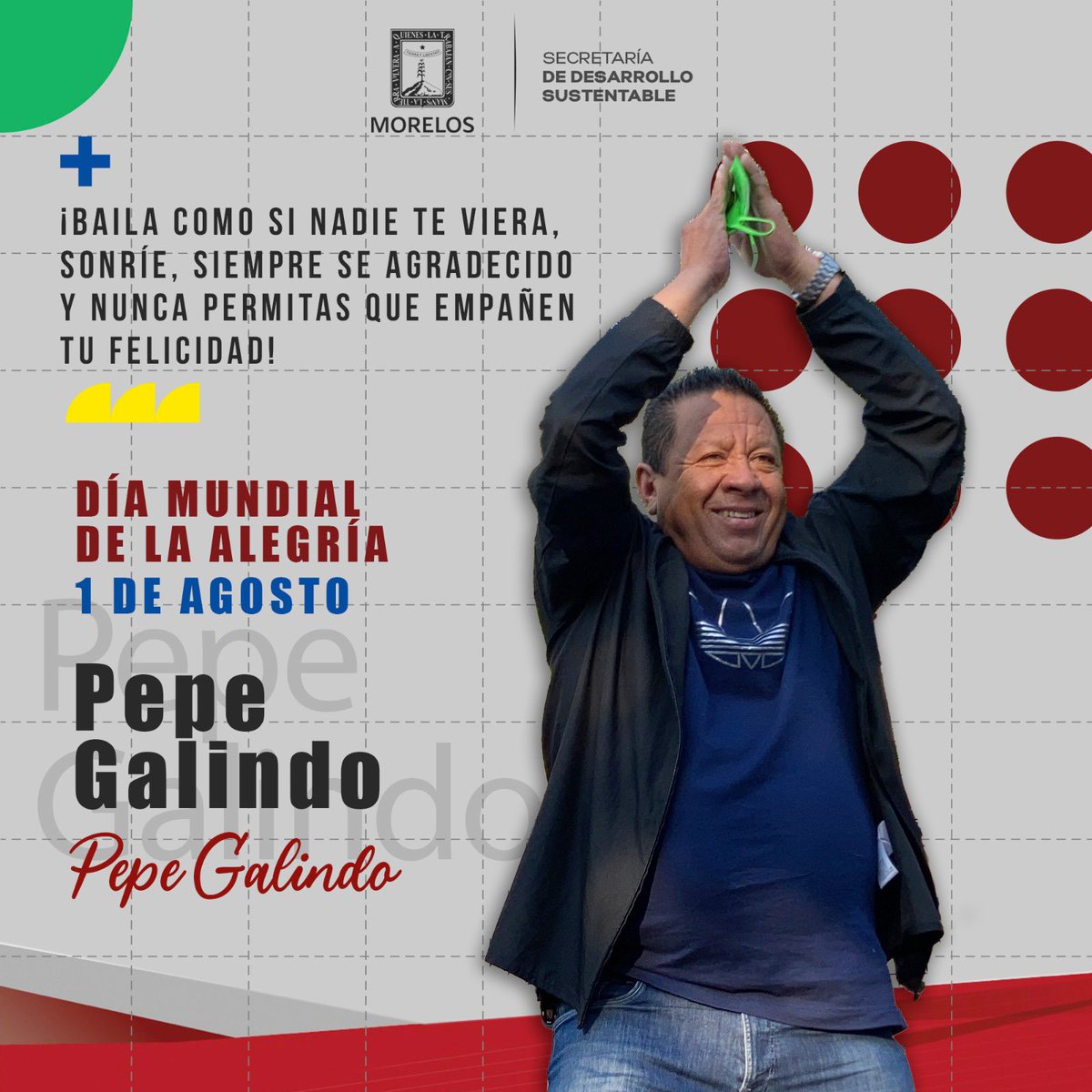 ¡Feliz Día Mundial de la Alegría! Hoy es el día perfecto para detenernos y agradecer las bendiciones de la vida. La felicidad se multiplica cuando la compartimos. ¡Sonríe y disfruta de este día! #Morelos #FelizAgosto -Su amigo Pepe Galindo. 😊🌟