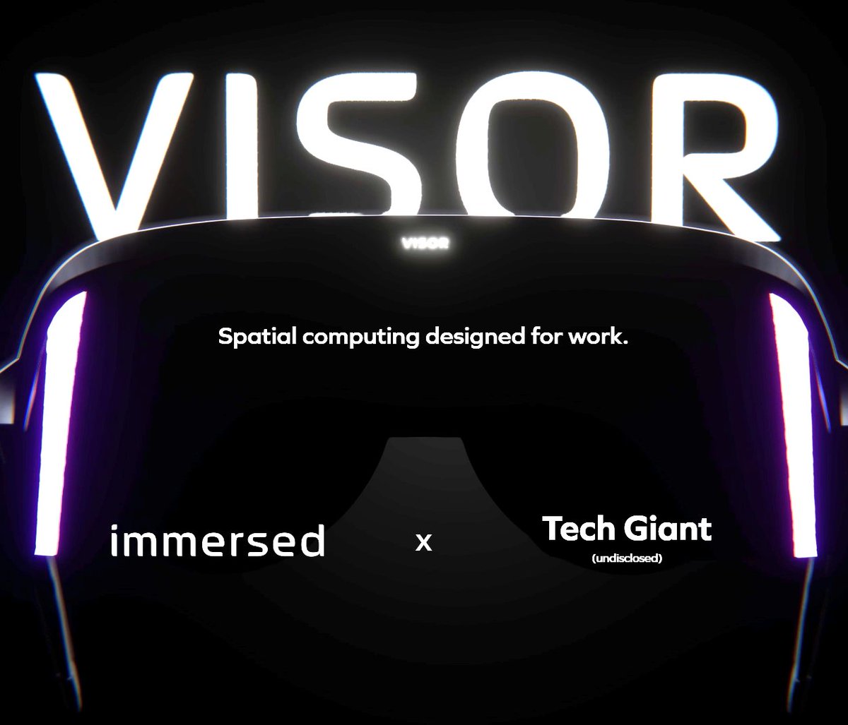 SadlyItsBradley's tweet image. Looks like @ImmersedVR is pulling a BigScreen Beyond

They are getting ready to announce &quot;Visor&quot; which is a AR/VR HMD designed for work. Touting 4K per eye Micro-OLED displays, and a 100º FoV

They will also be targeting a custom fit type experience. Glasses users need RX inserts