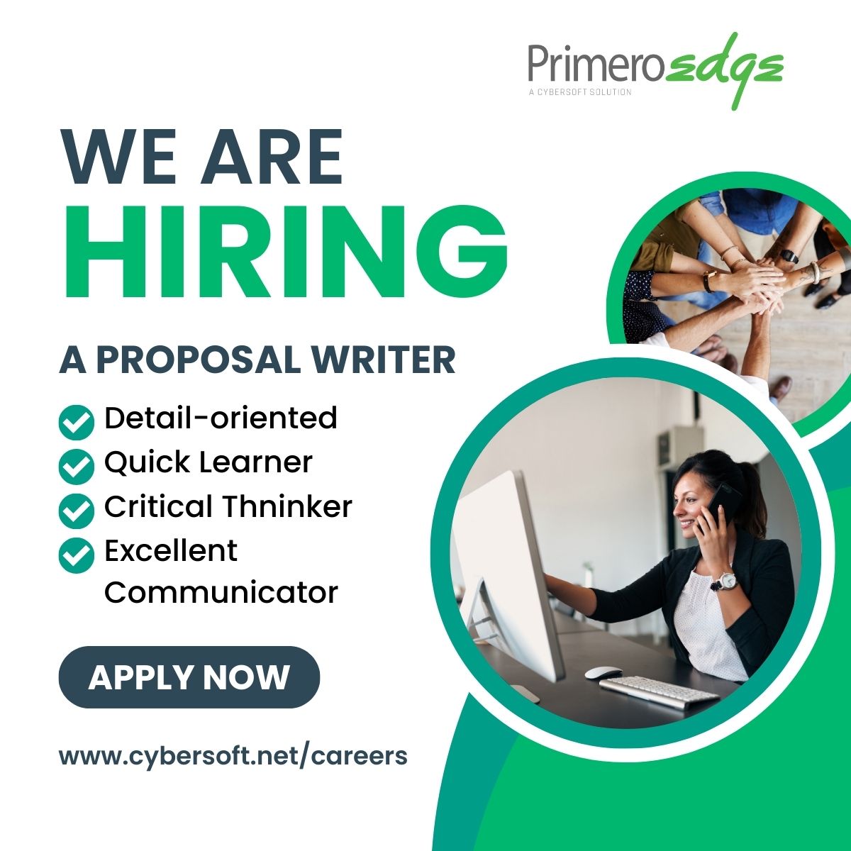 primeroedge's tweet photo. 📢  We're hiring a Proposal Writer! 🌟   As a Proposal Writer, you'll play a pivotal role in creating customized responses to RFXs. 📝
Learn more here: https://t.co/QFvfwUh5av

#JoinOurTeam #HiringNow #ProposalWriter #RFP #Specialist #Cybersoft #Software https://t.co/OaiMUEoge6