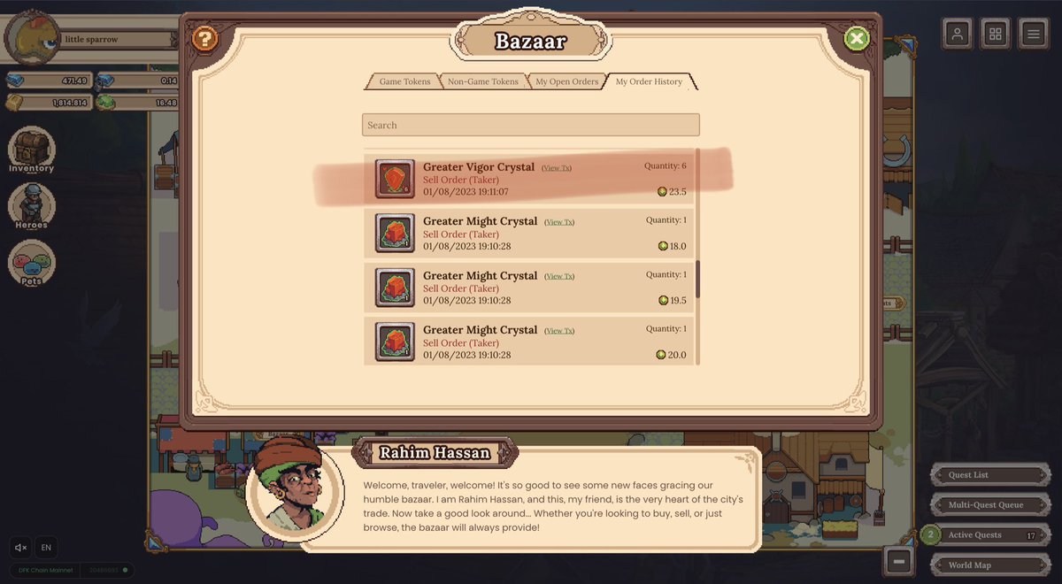 SilverCockatoo's tweet photo. @DeFiKingdoms new Bazaar feature is an absolute game changer! Iβm out there scooping up all the Greater Vigor Crystalsβ¦hoping to score 6 more! β€οΈπ§‘π#DFKBazaar #HowBazaar
https://t.co/osCxgYvRGf https://t.co/aUMYohNUHO