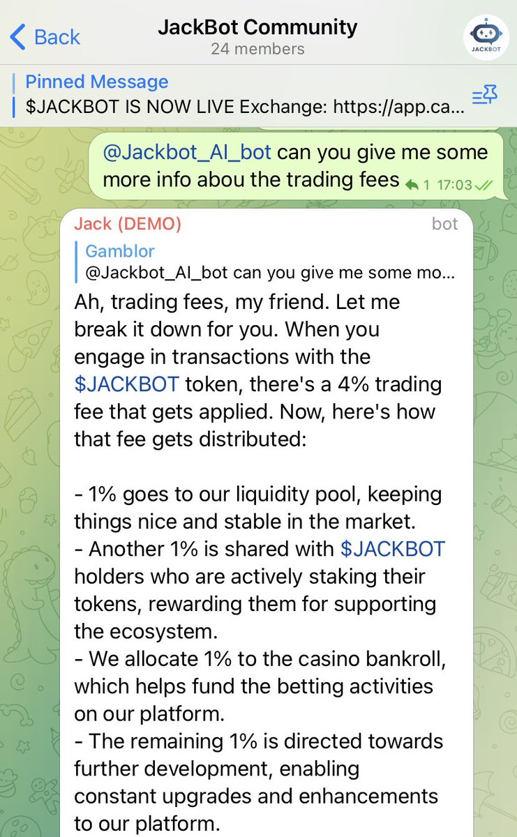 Well look at that, an AI JackBot appeared in our chat that answers to all your questions 🤖🧐

Come in and try out!
t.me/+NUy78JRvHYAwN…

#AI #GambleFi $UNIBOT $GENIE #tgbot
