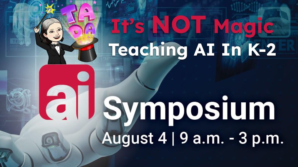 I'm excited to be presenting at the @lacoe_ito AI Symposium this Friday. Please join me during Breakout Session 2 to learn about teaching AI in K-2. #LACOEAI #AI4K12 #AI4CA