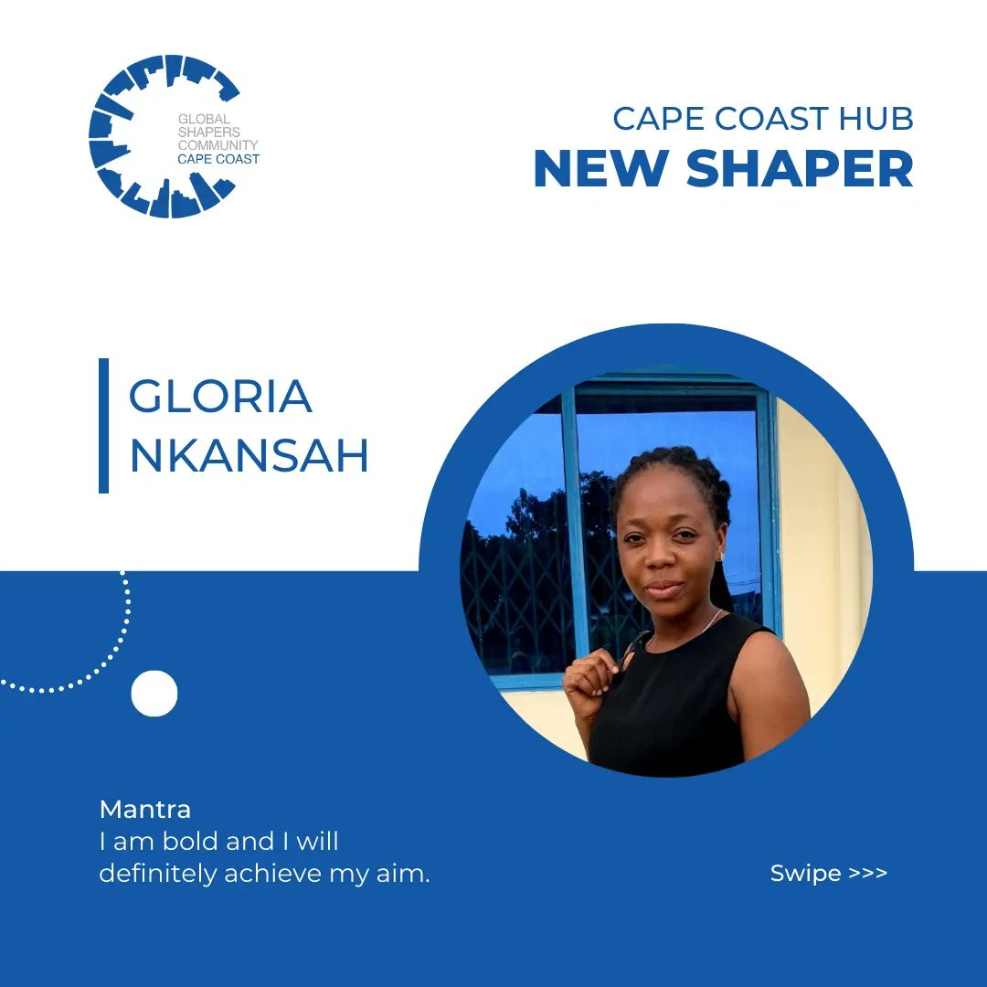 ccshapers's tweet photo. Welcome to our new shaper, Ms. Gloria Nkansah. 

You are a gem for deciding to go out of your way for humanity and the world.

Make an impact. 
#ccshapers #impact #globalshaperscapecoast https://t.co/LWcFZC7Zro