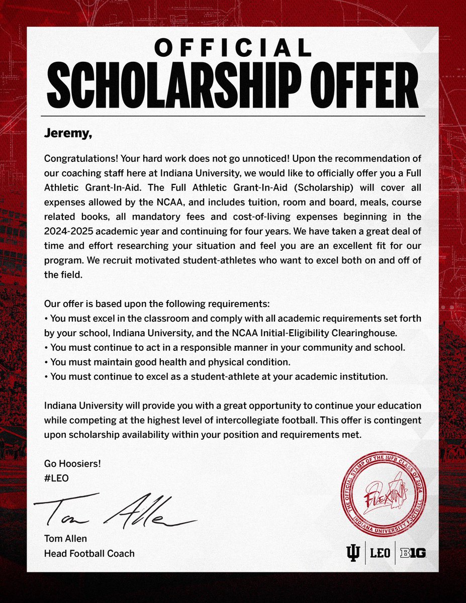 Extremely blessed #LEO <a href="/IndianaFootball/">Indiana Football</a>