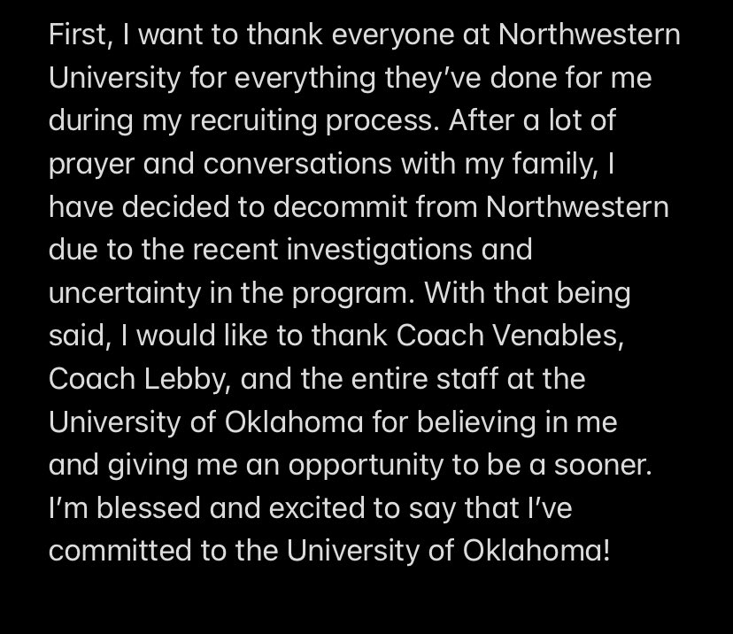 BrendanZurbrugg's tweet photo. COMMITTED! Gods plan! @Coach_Leb @CoachVenables @OU_Football @AllenTrieu @AviatorFootbal1 https://t.co/EA4QCBwU2V