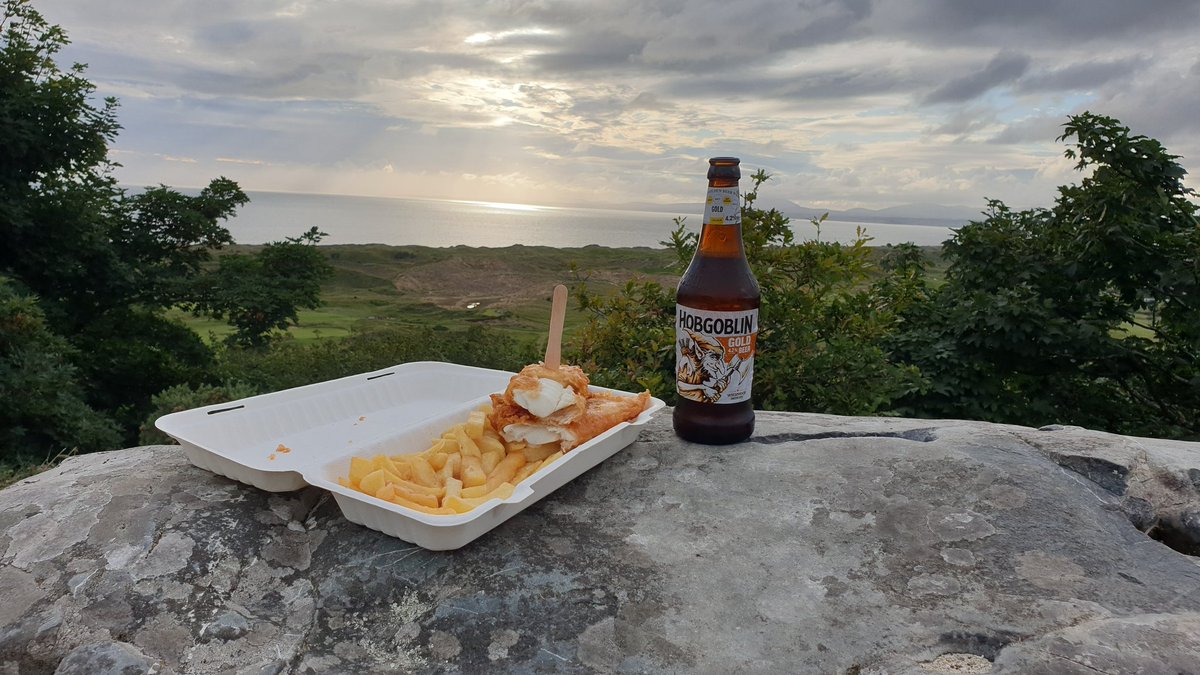 Fish and chips with a beer at Harlech!

Cheers!

<a href="/Visit_Harlech/">Harlech</a>