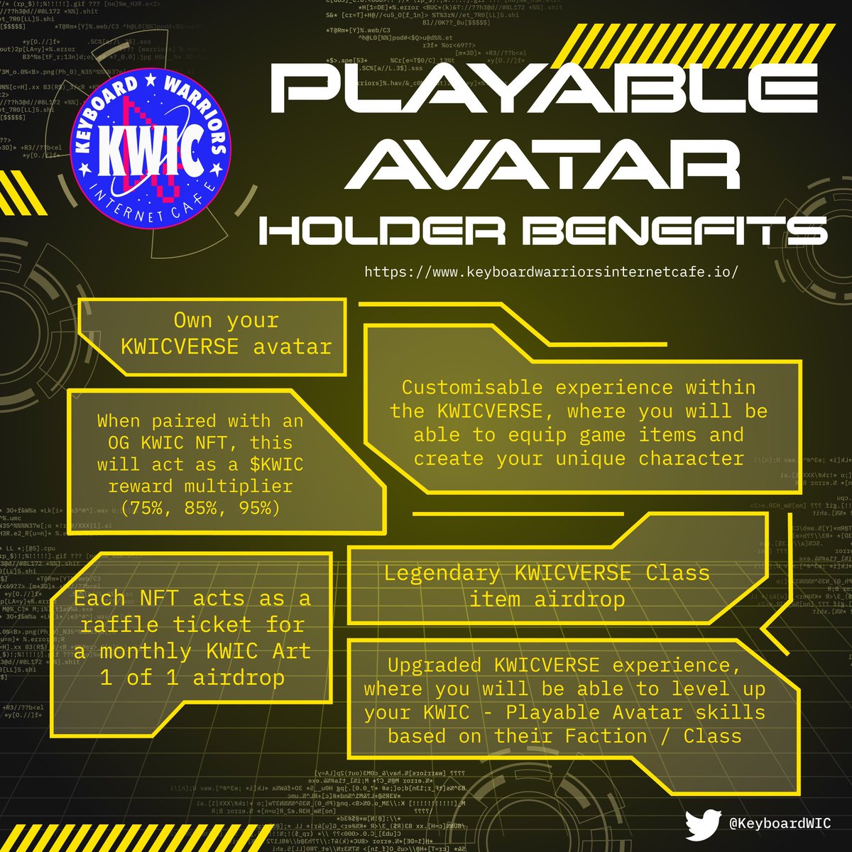 💻KWIC x Eternals😇👿

5x KWIC - Playable Avatar WL Giveaway

To Enter: 
1️⃣ Follow <a href="/KeyboardWIC/">KWIC - Keyboard Warriors Internet Cafe</a> &amp; <a href="/EternalsCNFT/">cyber duck</a>
2️⃣ Join discord.com/invite/5KaRz3k…
3️⃣ Tag some #NFT friends
4️⃣ Like &amp; Retweet this post

Ends in 72 hours
#PlayToOwn