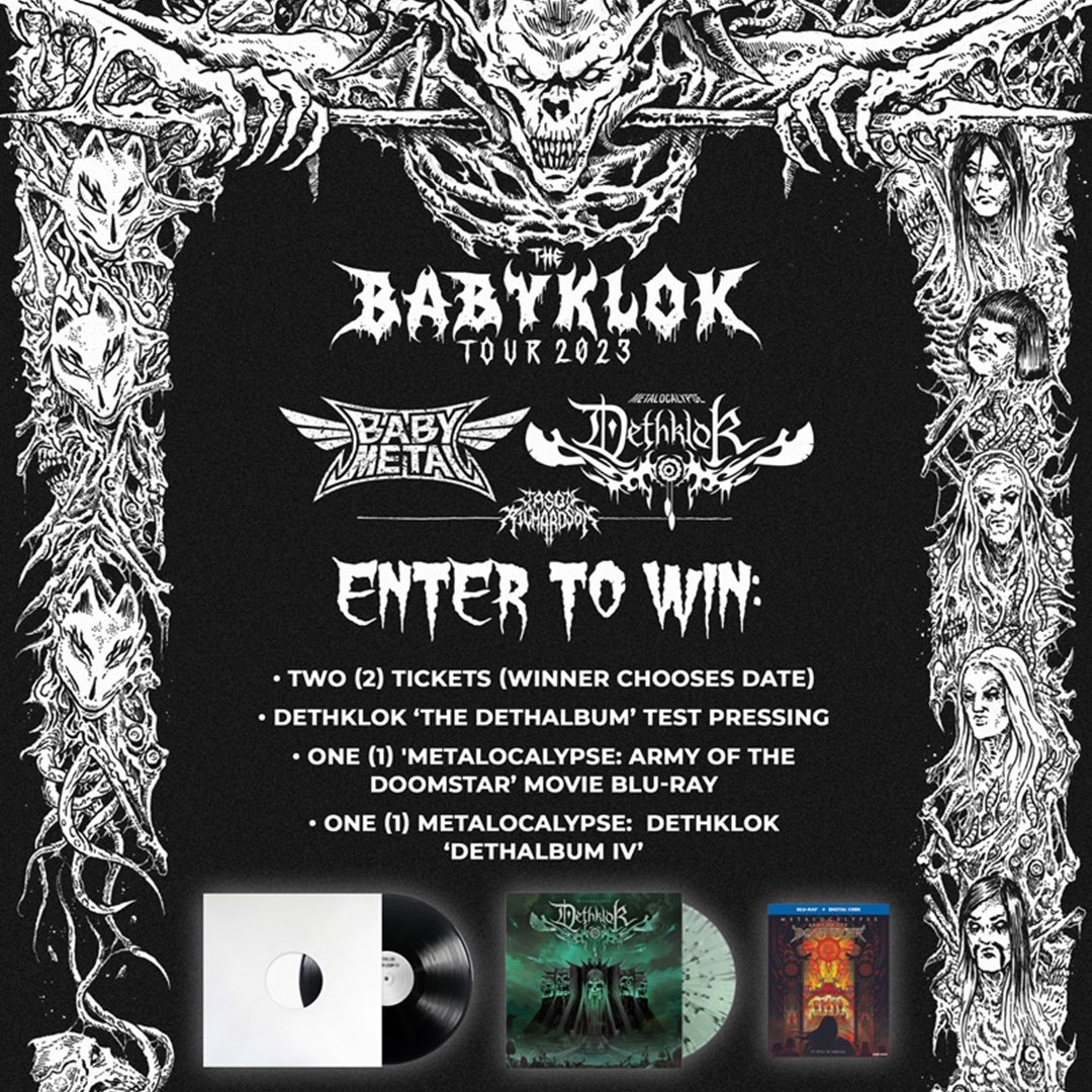 ⚡ USA Dethklok fans: Check out the most BRUTAL giveaway ever! Enter for your chance to win tickets to the Dethklok/Babymetal tour, exclusive vinyl, a badass 'Army of the Doomstar' Blue-Ray and more.⁠ ⁠ 🔗 bit.ly/3Qn9upU