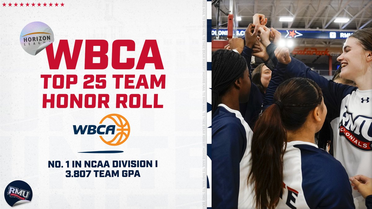 RMUWBasketball's tweet photo. 📚🎉 Number ONE! 🎒🎉

RMU Tops @WBCA1981 2022-23 Academic Top 25 Honor Roll

🖱️: https://t.co/CJE3ikF5RQ

#BobbyMo | 🔵🏀🔴 | #RMUnite https://t.co/ulAB2s6iVZ