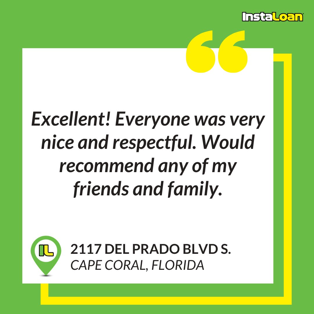Helping people is our business, and at #InstaLoan, we strive to provide the best #customerservice in the industry! Visit our team in #CapeCoral to help you get the #funds you need today.