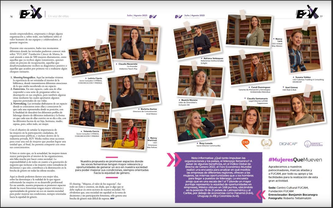cypress_trendy's tweet photo. Recibimos en #CyPress la primera edición de la Revista @B2VMX México, donde @LettyCipres y @yolaCyPress , pilares de la agencia, fueron invitadas para el reportaje “La visión humana de quienes también saben tomar decisiones. Mujeres, el valor de los negocios”. #OrgulloCypress https://t.co/5BcjR6RKik
