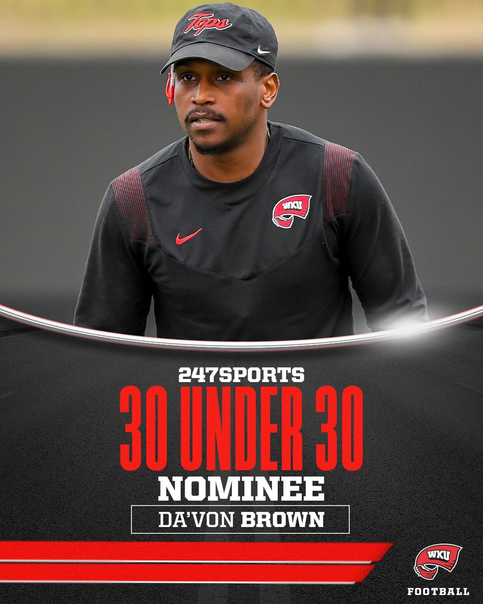 Congratulations to our defensive backs coach Da'Von Brown for being named a @247Sports 30 under 30 nominee! #GoTops