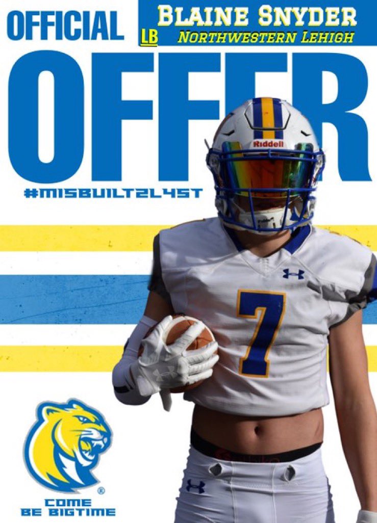 Blaine Snyder (@bsnyder_17) on Twitter photo Thank you to the Misericordia Coaching staff for giving me my first Collegiate offer! #MisBuil2L4st
@MisericordiaHFC
<a href="/Coach_Cottle/">Tyler Cottle</a>
<a href="/K_Price73/">Kiefer Price</a>
@mcoachslaughter
<a href="/CoachClark78/">Chris Clark</a>
<a href="/JaretJystad/">Coach Jystad</a>
<a href="/jshsnydr7/">Coach Snyder</a>
<a href="/nwtigerfootball/">NW TIGER FOOTBALL</a> Thank you to the Misericordia Coaching staff for giving me my first Collegiate offer! #MisBuil2L4st
@MisericordiaHFC
<a href="/Coach_Cottle/">Tyler Cottle</a>
<a href="/K_Price73/">Kiefer Price</a>
@mcoachslaughter
<a href="/CoachClark78/">Chris Clark</a>
<a href="/JaretJystad/">Coach Jystad</a>
<a href="/jshsnydr7/">Coach Snyder</a>
<a href="/nwtigerfootball/">NW TIGER FOOTBALL</a>