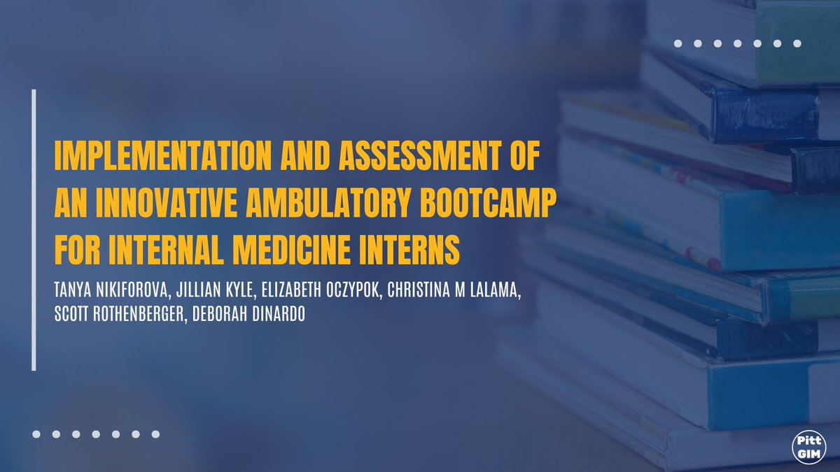 Pitt General Internal Medicine (@pittgim) on Twitter photo A 📄 by @nikiforova_md, Jillian Kyle, Beth Oczypok & <a href="/DinardoDebbie/">Debbie DiNardo</a>, with stats support by Christina Lalama & Scott Rothenberger, found a 1-day bootcamp early in internship can improve knowledge of core #ambulatory topics compared to standard education.
👉ow.ly/h0fR50Pp4rv A 📄 by @nikiforova_md, Jillian Kyle, Beth Oczypok & <a href="/DinardoDebbie/">Debbie DiNardo</a>, with stats support by Christina Lalama & Scott Rothenberger, found a 1-day bootcamp early in internship can improve knowledge of core #ambulatory topics compared to standard education.
👉ow.ly/h0fR50Pp4rv
