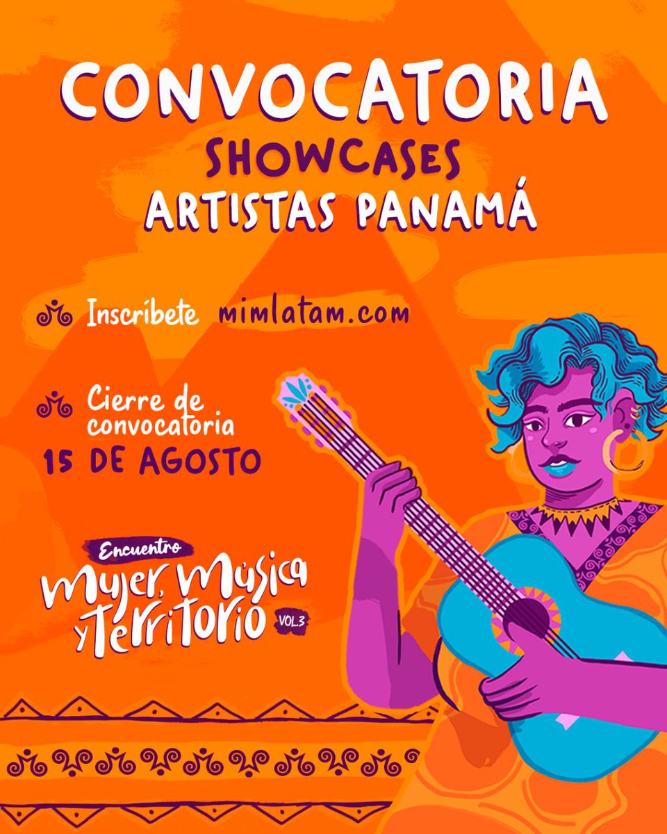 ✨Convocatoria Abierta✨
Si eres Artista panameña o residente, tienes hasta el 15 Agosto para postular a la Convocatoria a los SHOWCASES del Encuentro Mujer, Música y Territorio 
Inscríbete  mimlatam.com👈
MIM LATAM 
📆 Del 5 al 9 de septiembre 
📍Ciudad de Panamá