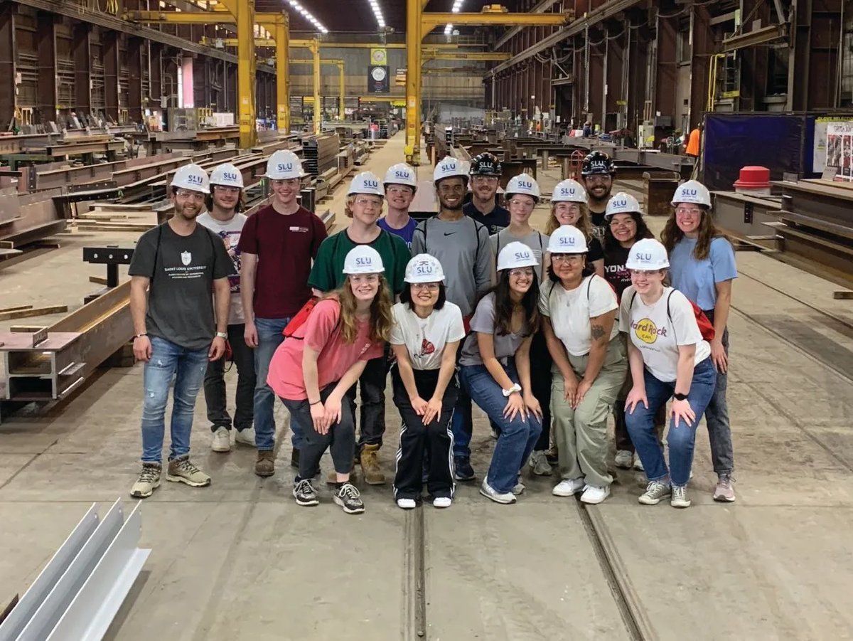 SLU's civil engineering program emphasizes experiential learning. Recently, the program partnered with Hillsdale Fabricators to provide a welding tutorial and then fabricate steel plate girders. Read more about the unique experience for our students: loom.ly/s6wpBP8