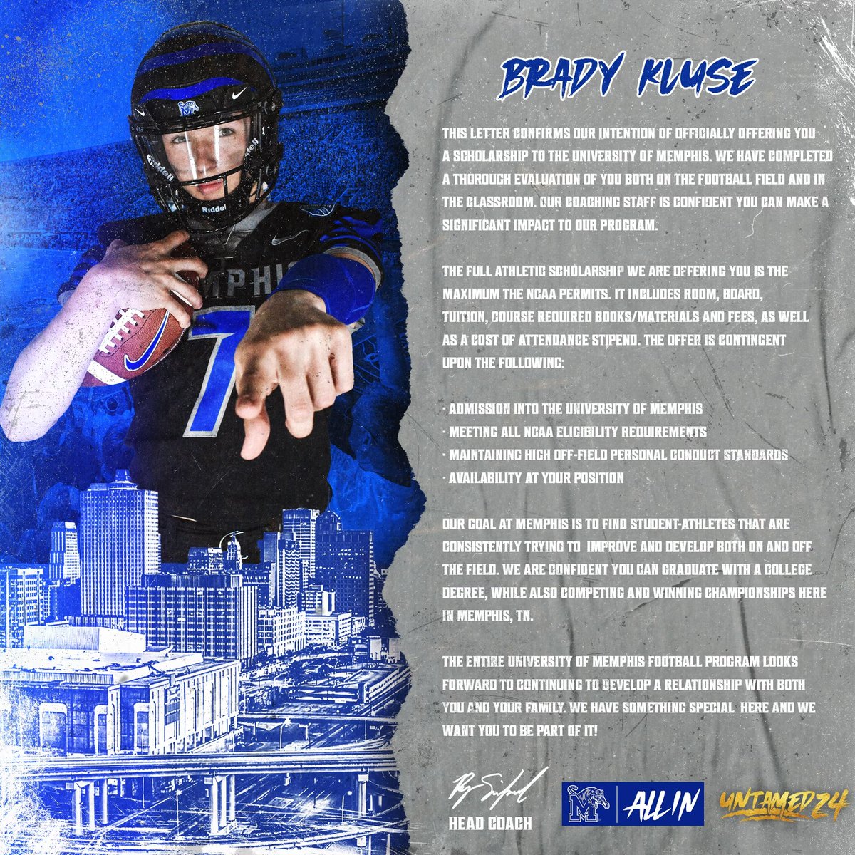 Brady_Kluse7's tweet photo. Official Offer💙💙@hoyafbrecruit @RSilverfield @Coach_Smith10 @MemphisFB @TheCoachCassidy https://t.co/HN8nmMQWJE