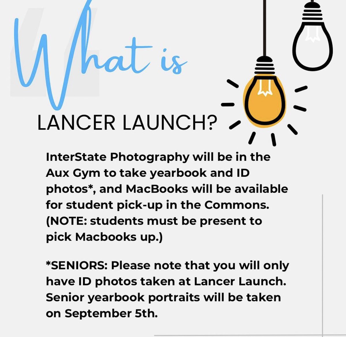 smeptsa's tweet photo. Join us for Lancer Launch!
Tues., August 1st (3-6PM) OR
Tues, Aug. 8th (8-11AM) https://t.co/CiLnuhksvv