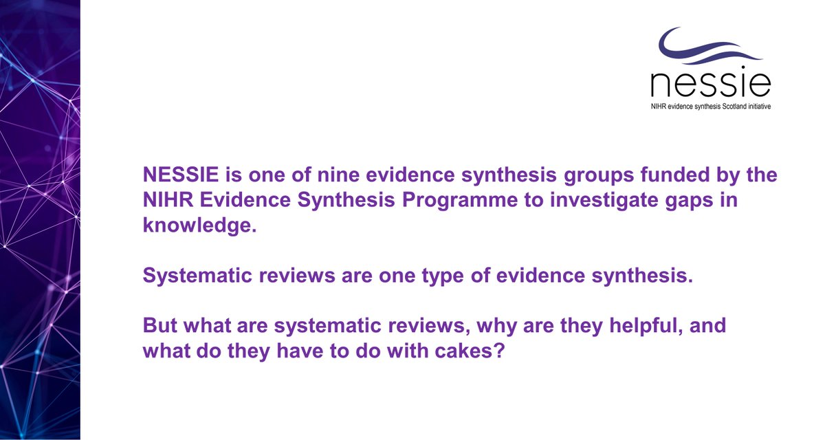 Want to know more about systematic reviews – read our new blog!  blogs.ed.ac.uk/nessie/2023/08…  #NESSIE #evidencesynthesis #bestevidence #evidencebased #EvidenceBasedPractice #evidencedbasedresearch #evidenceinformedpractice #systematicreview #cake #maryberry