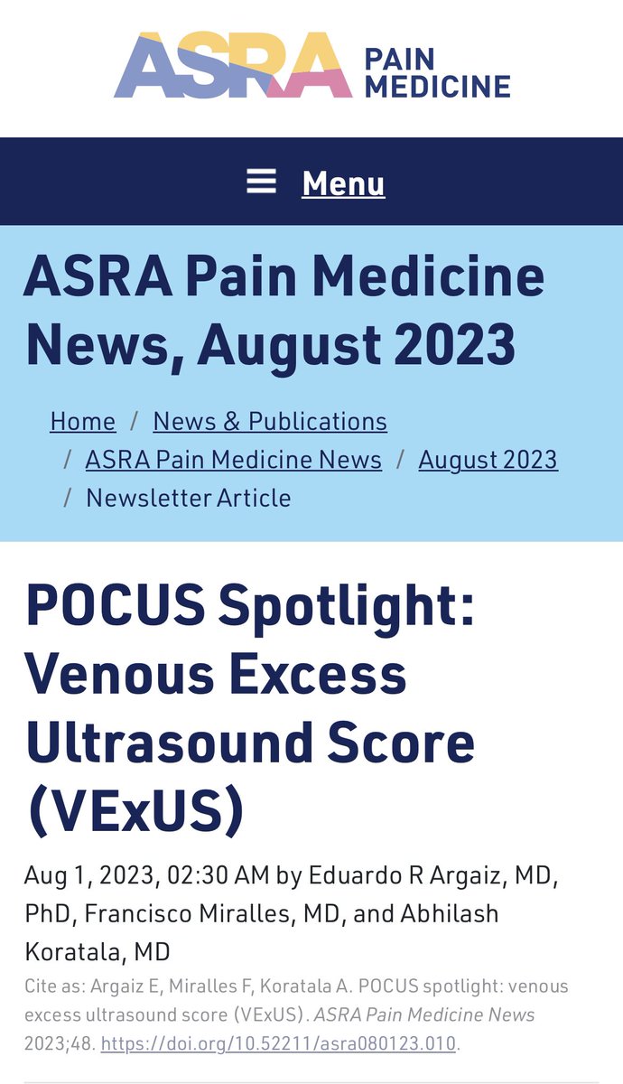 KalagaraHari's tweet photo. #POCUS 
Thrilled to see #VExUS made its way to our @ASRA_Society POCUS Spotlight series. 
Many thanks 🙏 to expert authors @curromir @ArgaizR @NephroP 🙏
👉 https://t.co/i4EbzGYvkS @MKwesiKwofie @nathanhwaldron @pmgjones @shaskinsMD @NibrasBughrara @iceman_ex @Wilkinsonjonny https://t.co/j7T2lIGu1T