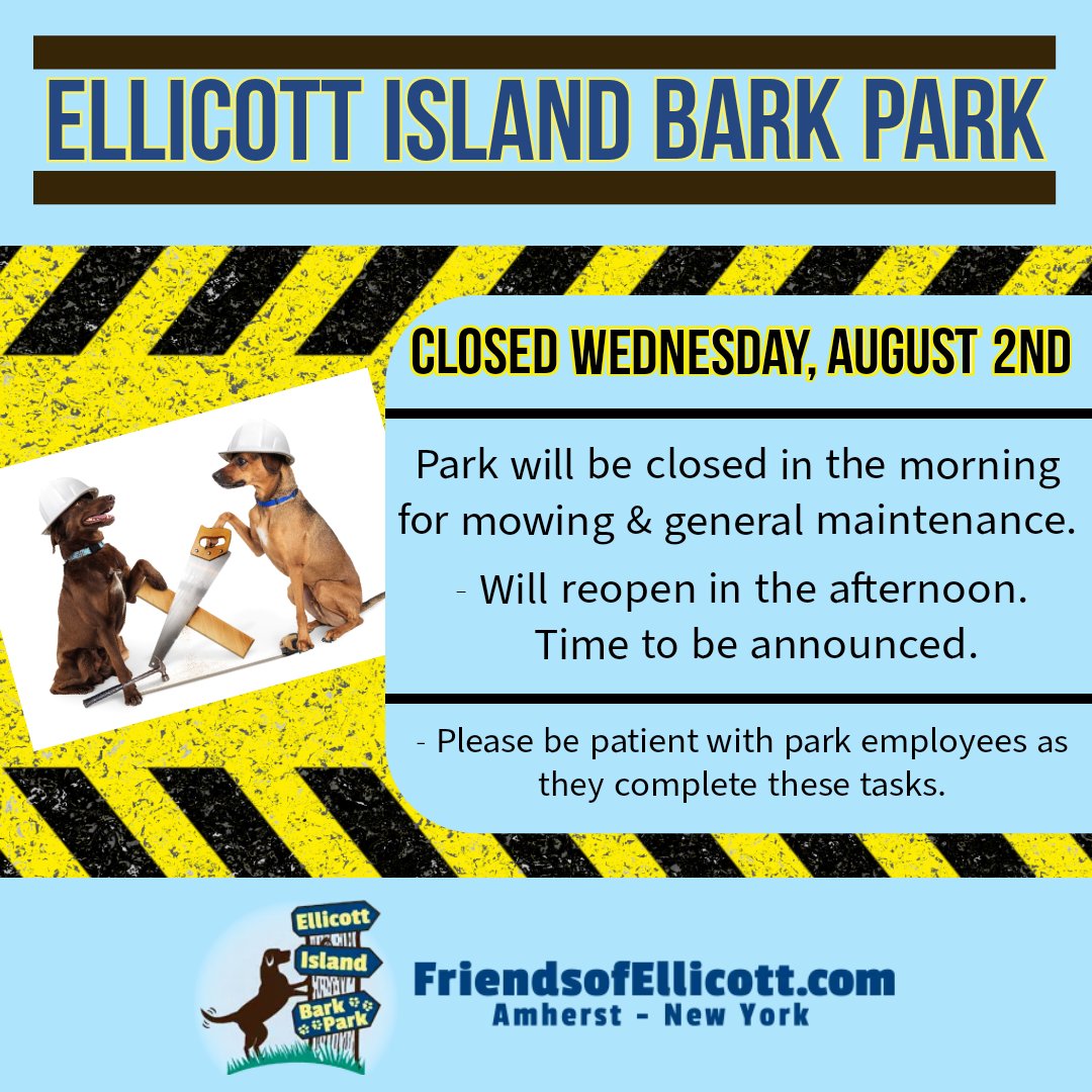 FriendsofElli's tweet photo. It's time for another maintenance closure. Please plan your visit tomorrow accordingly. We will announce as soon as park workers are done, so please check back here  before heading to Ellicott Island. https://t.co/UDeZj3ecGZ