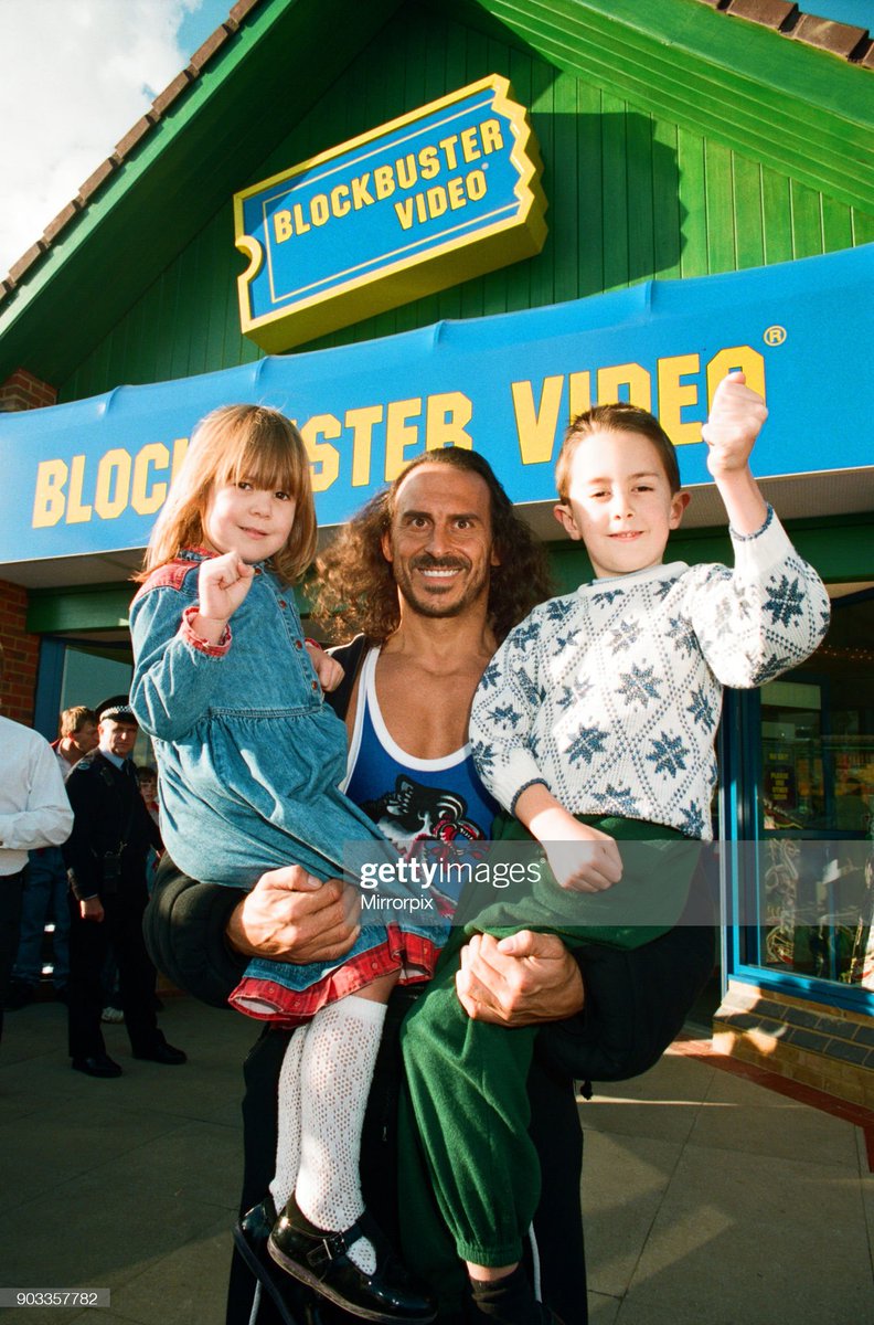 shitbritishpics's tweet photo. Wolf from Gladiators opening the new Blockbuster Video in Reading (1994) https://t.co/RGOnfsmYFV