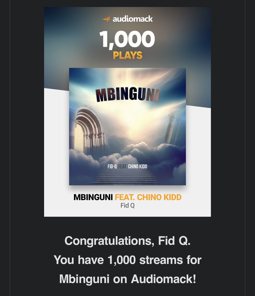FidQ's tweet photo. 🙏🏾
#Mbinguni
1K streams
Vamos @audiomack @audiomackafrica 💪🏾 https://t.co/fviFqMY0mK