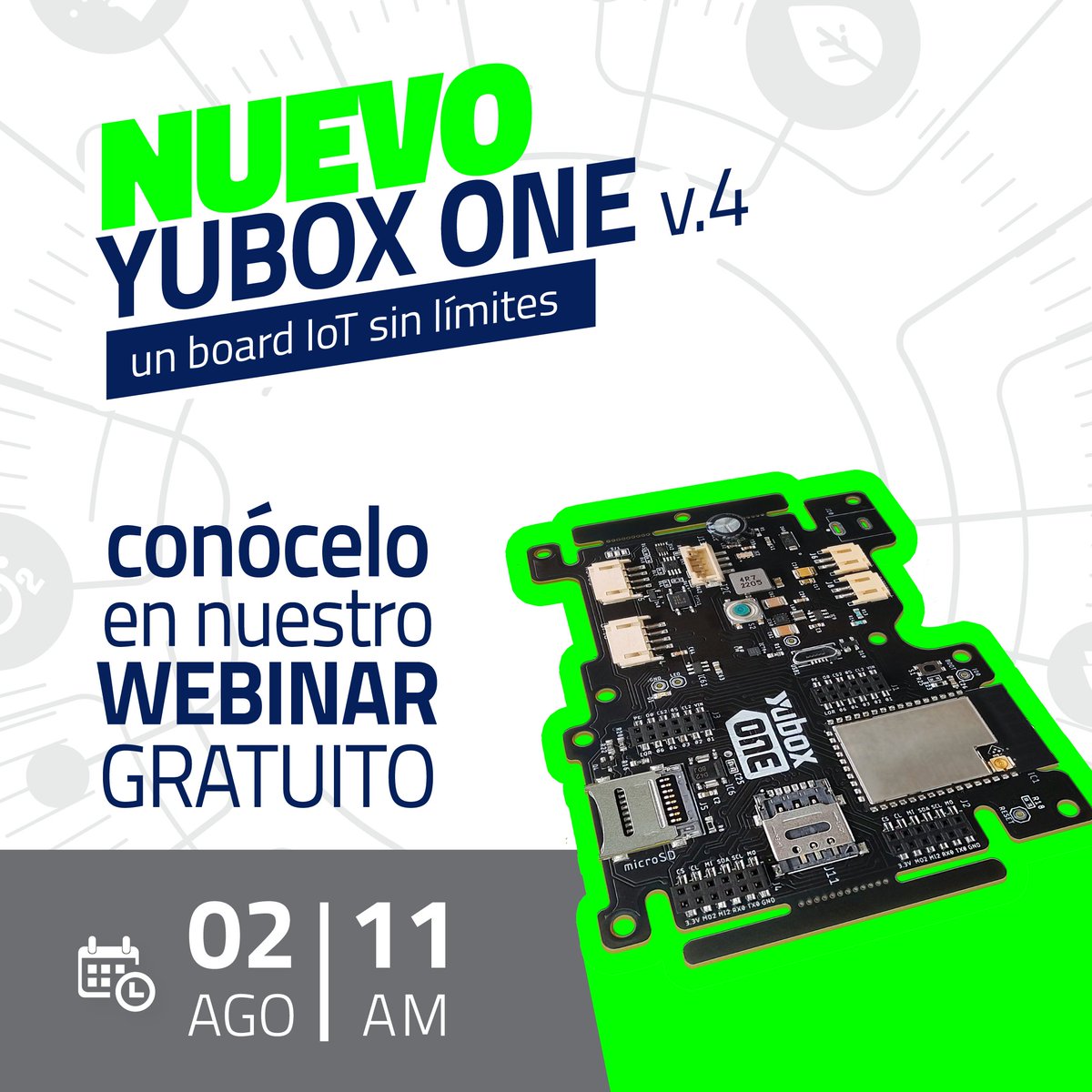 yuboxcom's tweet photo. Conoce la nueva Yubox ONE, la tarjeta #IoT más poderosa y eficiente del mercado. Regístrate gratis en el #webinar : https://t.co/ZiCI8CgjPC 
📅 AGO 2 📷 11 AM  
#LoRaWAN #Industria40 #DataCenter #agricultura #acuicultura #SmartCities #SmartIndustry #sensoresIoT #Ai #BigData https://t.co/dKjrgi3HiG