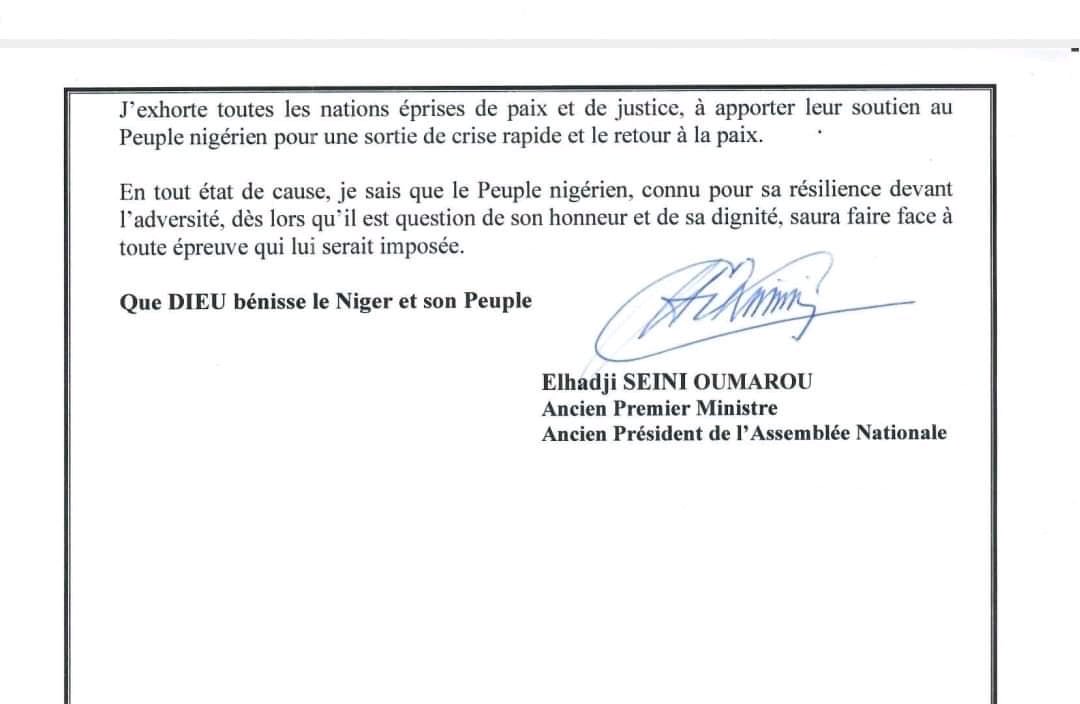 MounkailaSani1's tweet photo. #Niger🇳🇪
L'ancien président de l'Assemblée nationale Seini #Oumarou sort de son silence depuis le coup d'état du 26 Juillet dernier. https://t.co/fHQ73TzZ5L