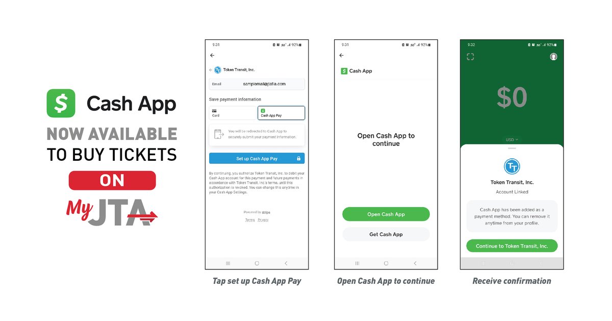 JTAFLA's tweet photo. It's now easier than ever before to use MyJTA! Beginning today, you can use Cash App to pay for your bus fare. The JTA is the first transit agency in the country to provide Cash App as a payment option.

💻&amp; 📱: https://t.co/taAamiqVQ9
📰: https://t.co/QLfQorT4vB https://t.co/vTdO8Z3CdU