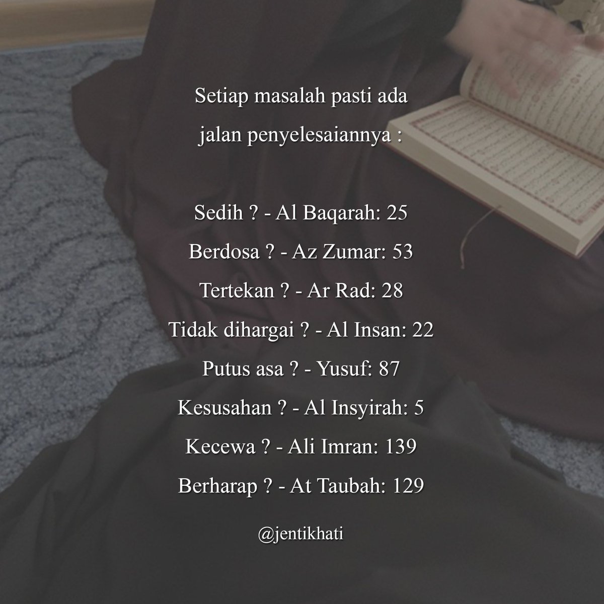 jentikhati's tweet photo. Apabila kita membaca  Al-Quran, nescaya kita akan jumpa ketenangan. ❤️✨ https://t.co/BlV68abqDq