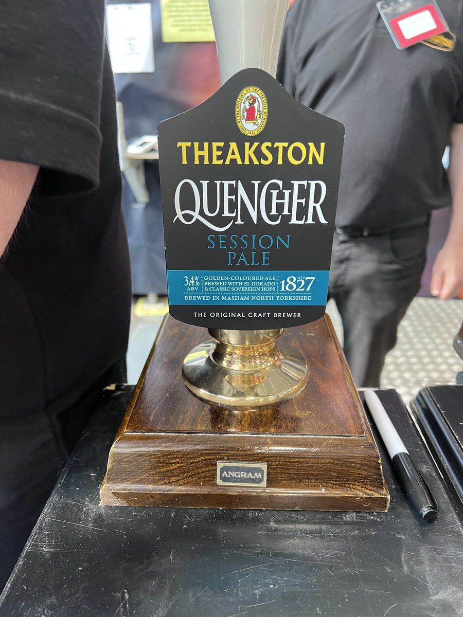 Great to see <a href="/Theakston1827/">Theakston Brewery</a> at #gbbf - launching their new cask ale!  #Quencher