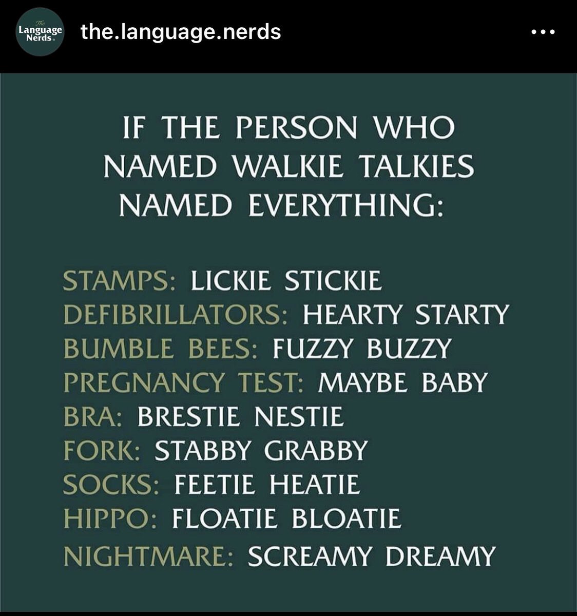 thatd4nt3's tweet photo. #LANGUAGE #words #funny #silly 

And now for something completely different. This morning’s chuckle I found on #instagram 😆: https://t.co/DwphZfKm2X