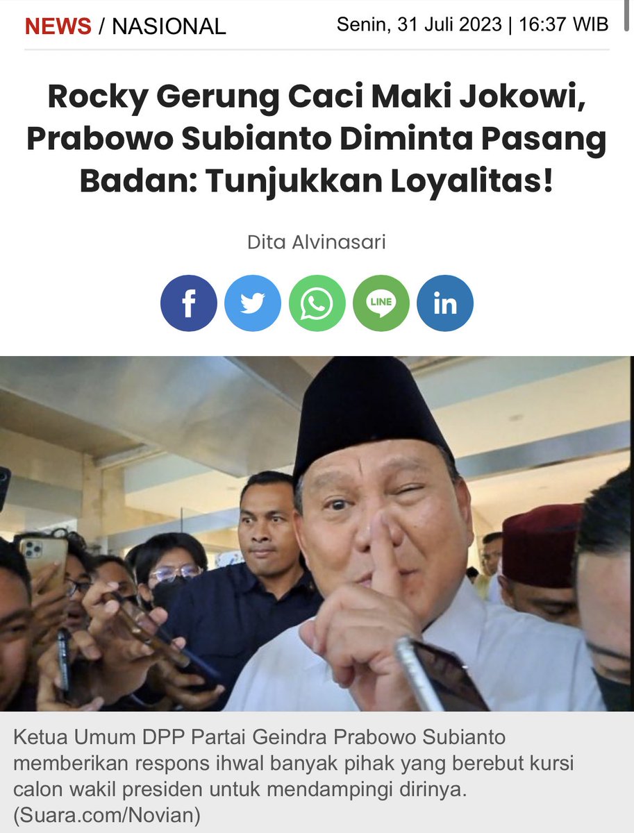 Dumdum (@yusuf_dumdum) on Twitter photo Mau nanya aja, apa pak <a href="/prabowo/">Prabowo Subianto</a> sudah bersuara soal RG yg menghina pak Jokowi ?🙄
_____
Pernyataan pengamat politik, Rocky Gerung, soal Presiden Joko Widodo alias Jokowi mendadak disorot publik. Pasalnya ia terang-terang melontarkan perkataan kasar kepada orang nomor 1 RI Mau nanya aja, apa pak <a href="/prabowo/">Prabowo Subianto</a> sudah bersuara soal RG yg menghina pak Jokowi ?🙄
_____
Pernyataan pengamat politik, Rocky Gerung, soal Presiden Joko Widodo alias Jokowi mendadak disorot publik. Pasalnya ia terang-terang melontarkan perkataan kasar kepada orang nomor 1 RI