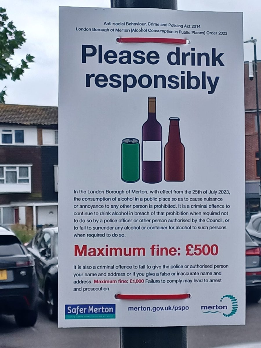 MPSPollardsHill's tweet photo. Pollards Hill now has a public space protection order. 

This means that causing anti-social behaviour whilst consuming alcohol in a public place is prohibited.  Please drink responsibly. https://t.co/wpNTmWv5kP