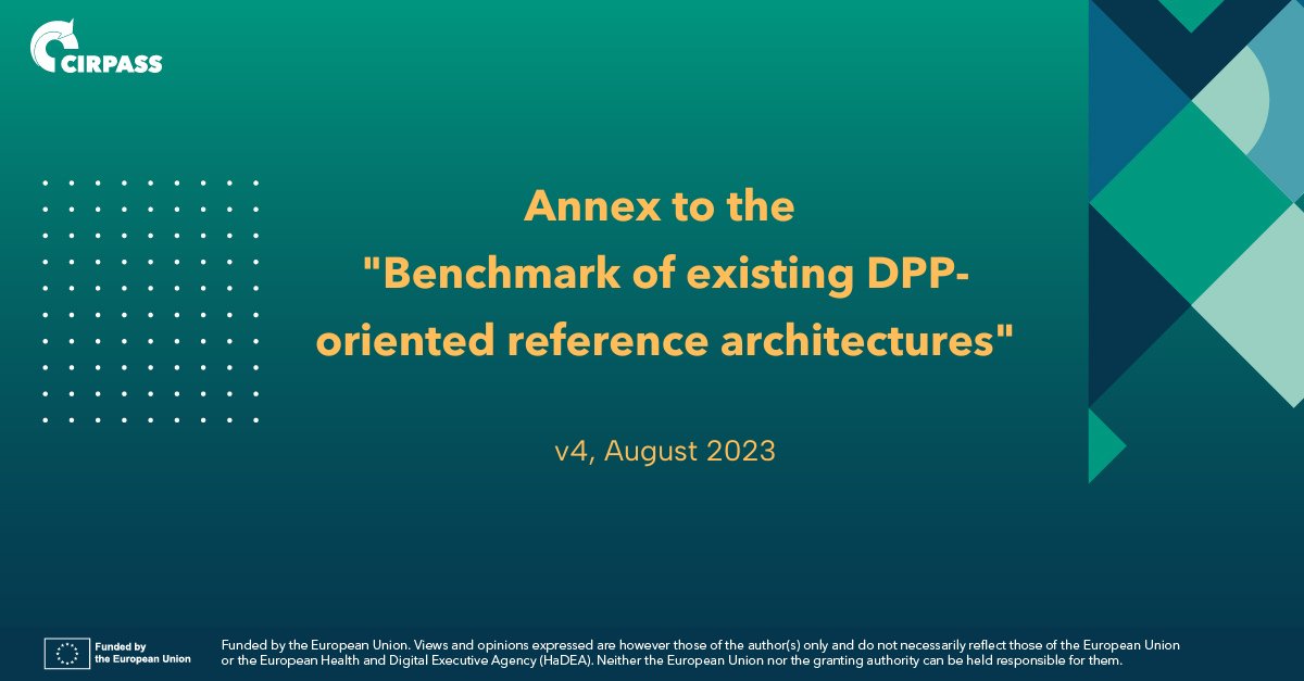 cirpass2_dpp's tweet photo. @cirpass_dpp published the 4th version of the supplementary Annex to the CIRPASS report “Benchmark of existing DPP reference architectures”.  This new document provides information on 6 additional initiatives and 1 update. #cirpass #dpp  

Take a look 👀 https://t.co/s4pbKTSqi0 https://t.co/BInC1lPhw8