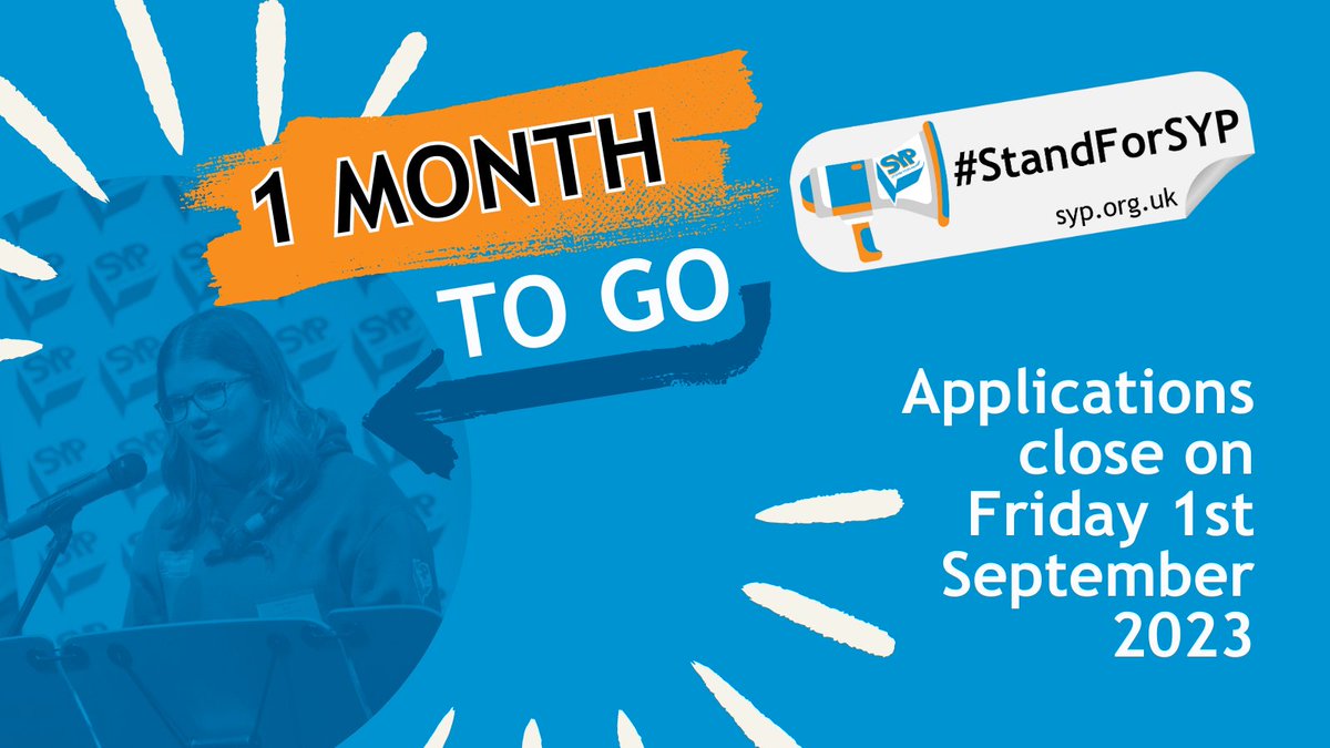 ⏰ Calling all young people across Scotland! 🗨️ There is now only one month to go until applications to #StandForSYP close 🗣️ This is your chance to develop skills, make friends, meet decision makers, campaign for change and more! ➡️ Sign up today: bit.ly/SYP1Month