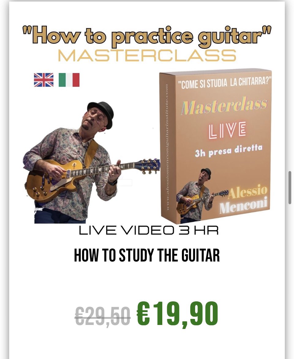 “How to practice guitar” live masterclass, 3 hours about study routines of jazz guitar. 
Special offer 30%off
NOW ALSO IN ENGLISH 🇬🇧

alessiomenconiguitarinstitute.com/en/guitar-inst…