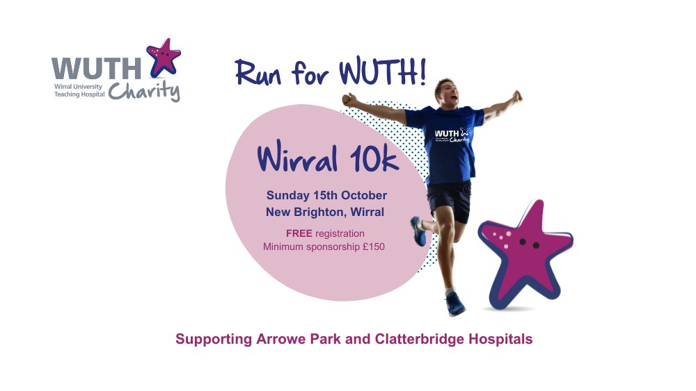 WUTH CHARITY (@wuthcharity) on Twitter photo We’re so excited to see the Wirral 10k return this year. It’s a fabulous route for runners of all abilities. Run for WUTH and the Charity team will be with you every step of the way to support you as you train and fundraise. Get in touch to sign up!
WUTH.Charity@nhs.net We’re so excited to see the Wirral 10k return this year. It’s a fabulous route for runners of all abilities. Run for WUTH and the Charity team will be with you every step of the way to support you as you train and fundraise. Get in touch to sign up!
WUTH.Charity@nhs.net