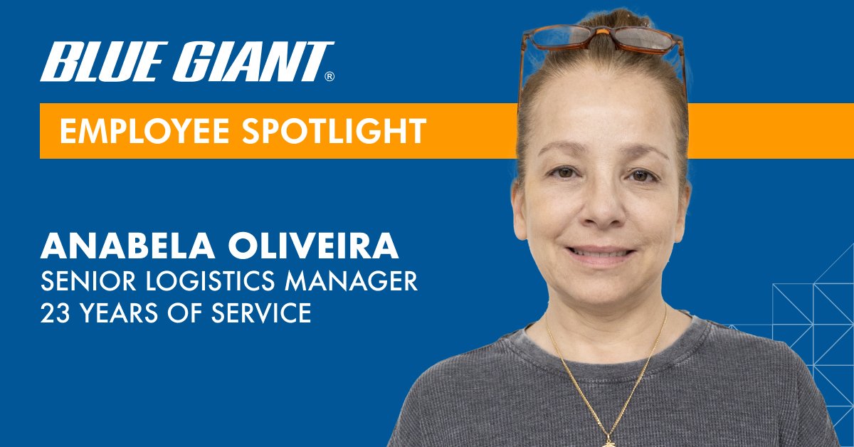 BlueGiantEquip's tweet photo. During #BlueGiant60 we want to recognize Anabela Oliviera, who has 23 years of service and currently works as a Senior Logistics Manager. She is most proud of learning to speak confidently, take on leadership roles, and set a good example for newly hired employees over the years. https://t.co/SRCUyCTWhH