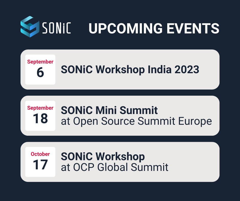 SONiC_Fund's tweet photo. Join us at the upcoming #SONiC events to explore the cutting-edge developments in Network Operating System (NOS) management, routing improvements, software-defined networking, and system design, presented by industry experts! Check out all upcoming events: https://t.co/Y6z7rRdibq https://t.co/Trwftx1dF1