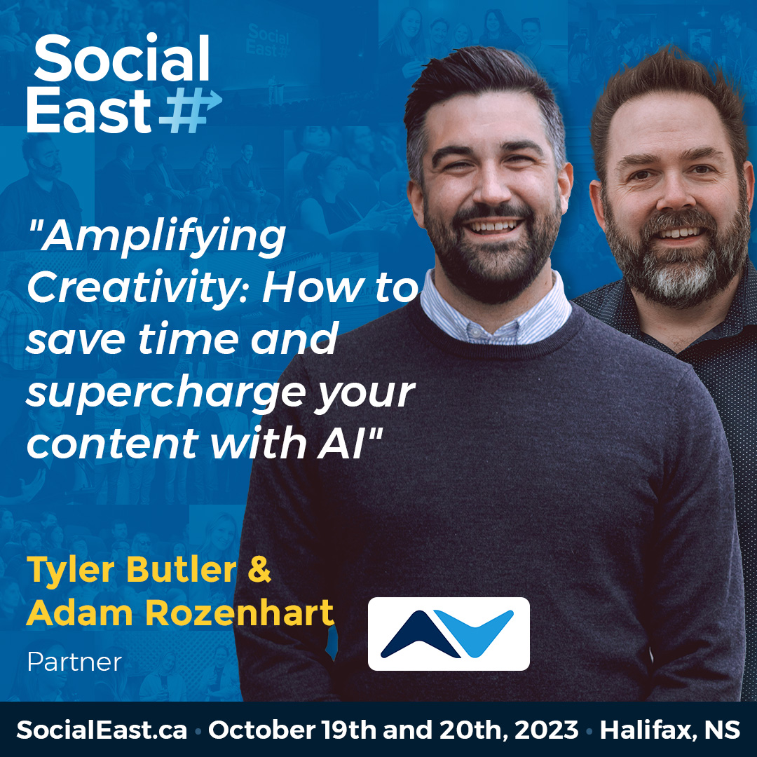 ‼️ Speaker Alert ‼️ 

Calling all social media content creators and anyone who interacts with clients. You will not want to miss duo Tyler and Adam dive into how AI will not replace you. 

Learn how you can leverage AI at #SocialEast 2023!

socialeast.ca