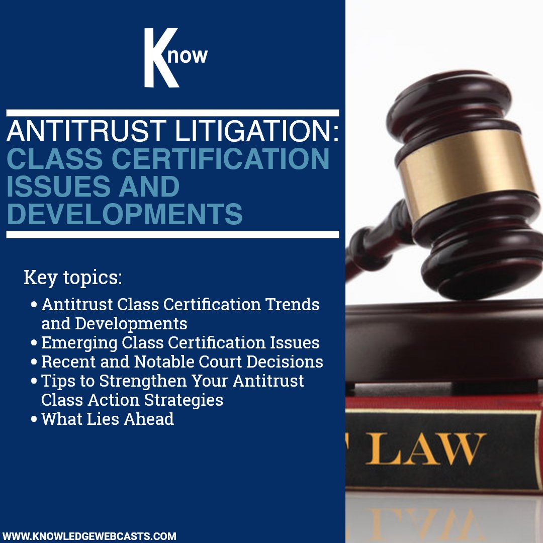 KnowGroupCLECPE's tweet image. Stay abreast of the significant issues in antitrust class certification. Check out our on-demand webcast for insights and practical strategies for handling complex antitrust class claims.

Get it here: zurl.co/uJYd

#AntitrustLitigation #CLE #ondemand #webcast #TKG