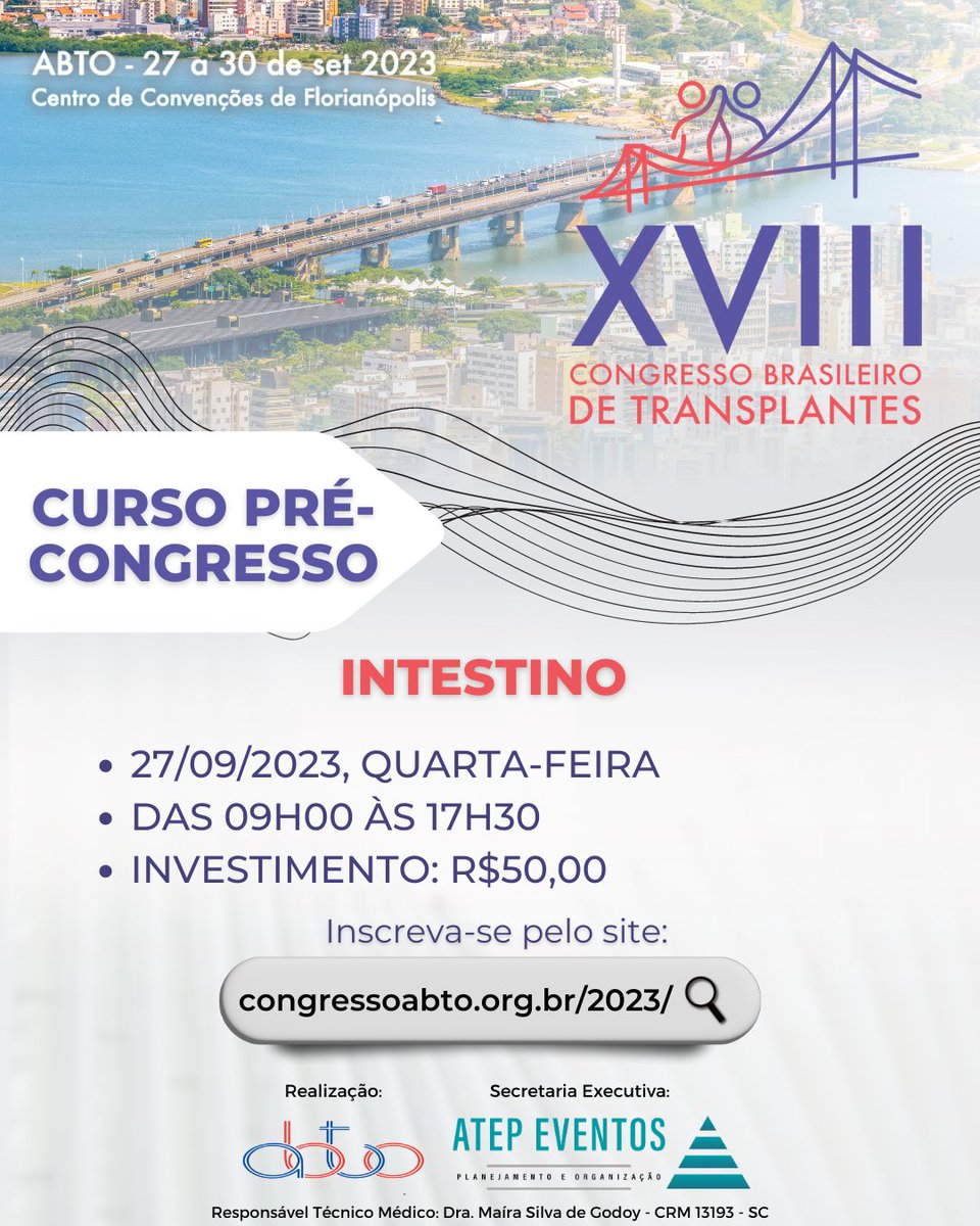 ABTO's tweet photo. Não deixe de participar!!!ABTO 2023 – Pré-Congresso: Intestino

Dia 27/09/2023, quarta-feira, das 9h00 às 17h30

#congressobrasileirodetransplantes #abto2023 #abto #abtx #transplantes #transplantedeorgaos https://t.co/RLB2RCqgdL